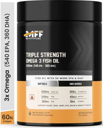 MyFitFuel Triple Strength Omega 3 Fish Oil, 1200mg (540 EPA 360 DHA), 60 softgels