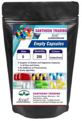 santhosh Trading Pharma raw materials size 0 Golden /Golden Empty capsules