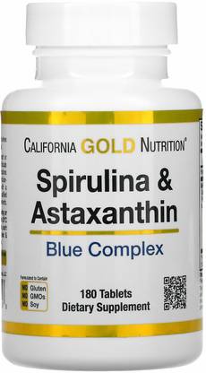 California Gold Nutrition Spirulina & Astaxanthin Blue Complex, 180 Tablets