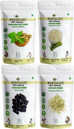 Moovalley Ashwagandha Safed White Musli Kaunch Seed, Shatavari Powder