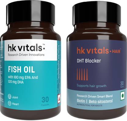 HEALTHKART HK Vitals Fish Oil 1000mg with 180mg EPA & 120mg DHA & DHT Blocker with Biotin