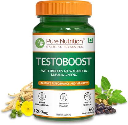 Pure Nutrition Testosterone booster for men for improved performance - 60 Veg Tablets