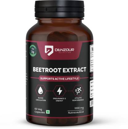 DENZOUR NUTRITION Beetroot Extract Capsules- 1000mg | Support Blood Circulation, strength & energy