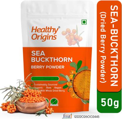 Healthy Origins Seabuckthorn Dry Berry Powder 50g| Vitamin C, Collagen | Himalayan Berry