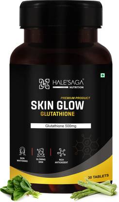 Halesaga L-Glutathione Skin Glow Tablets 500mg for Skin Whitening and Hyperpigmentation