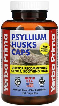 Yerba Prima Psyllium Husks Caps, 180 Capsules