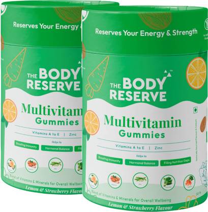 THE BODY RESERVE Multivitamin Gummies Natural Lemon &Strawberry Flavors Super Foods for Men Women