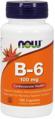 Now Foods B-6, 100 mg, 100 Caps