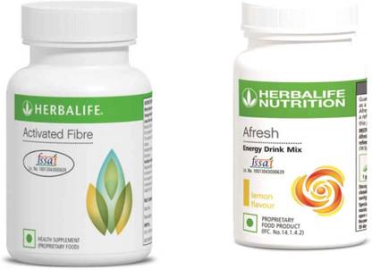 HERBALIFE Activated Fibre - 90 Tablets and Afresh Energy Drik Mix Lemon Flavour 50g