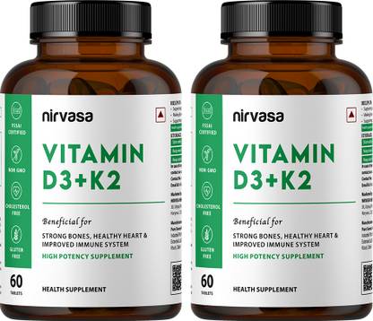 Nirvasa Vitamin D3 + K2 Tablets To Improve Immunity & Strong Bones