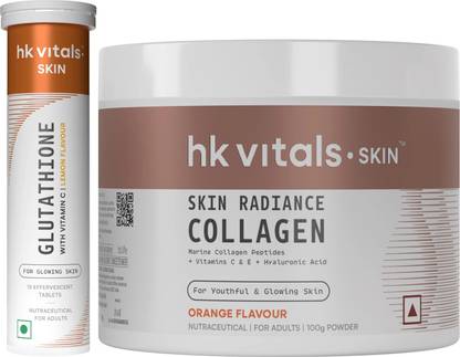 HEALTHKART HK Vitals Glutathione Skin Glow Effervescent Tablets & Skin Radiance Collagen