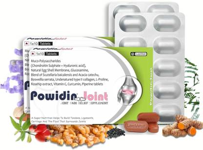 powidin joint Support Formula for knee Pain Relief Collagen 2, Curcumin, Glucosamine