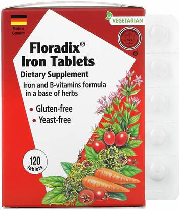 Gaia Herbs Floradix, Iron Tablets, 120 Tablets