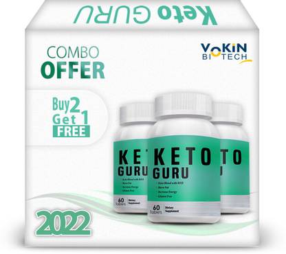 Vokin Biotech Keto Guru With Green Coffee Extract 60 Tablets for Weight Loss Pack of 3