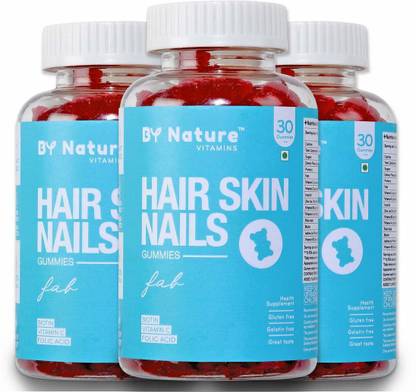 By Nature Hair Skin Nails gummies | Biotin | Folic Acid |Vitamins |