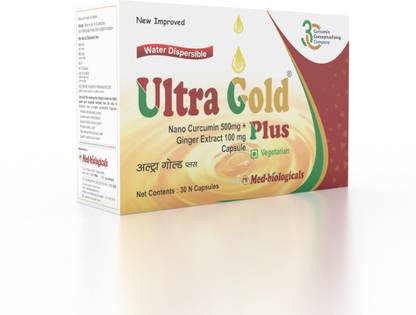Ultragold plus Capsules with Water Dispersible Nano Curcumin (Turmeric) & Ginger Extract