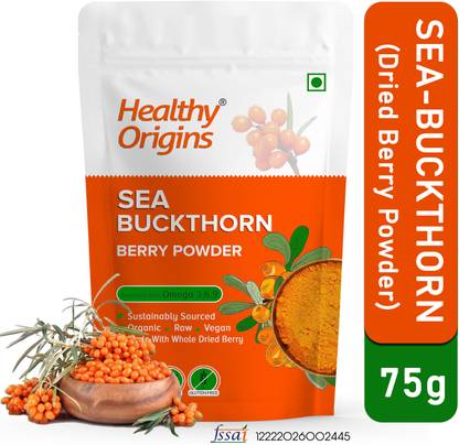 Healthy Origins Seabuckthorn Dry Berry Powder 75g| Vitamin C, Collagen | Himalayan Berry