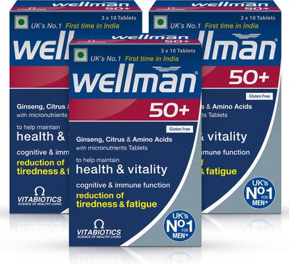 wellman Nutritional Support for Men Over 50|30 Specialized Nutrients(Pack of 3)