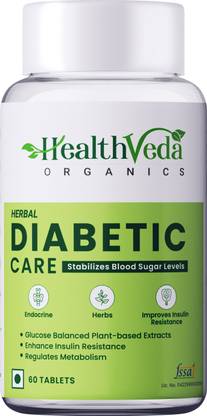 Health Veda Organics Diabetic Care Supplements, 60 Veg Tablets | Manages Blood Sugar Levels