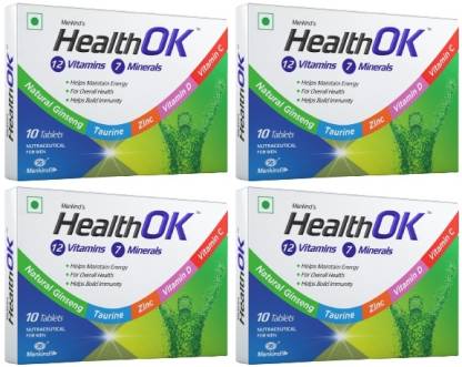 Health Ok Daily Multivitamin With Natural Ginseng for Energy & Overall Health, 10 Tabs x 4