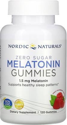 Nordic Naturals Zero Sugar Melatonin Gummies, Raspberry, 1.5 mg, 120 Gummies