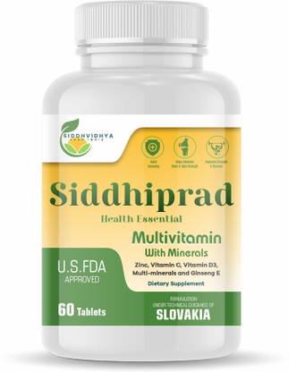 Siddhiprad Best Multivitamin For Men & Women With Natural Ginseng, 10 Vitamins & 9 Minerals