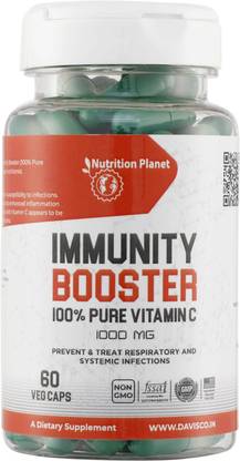 Nutrition Planet Immunity Booster - 100% Pure Vitamin C (Unflavored - 60 Capsules, 30 Servings)