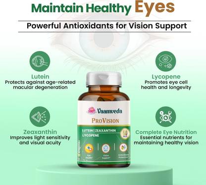 Vaamveda ProVision Eye Care Supplement Lutein Zeaxanthin Eye Health Vision Support