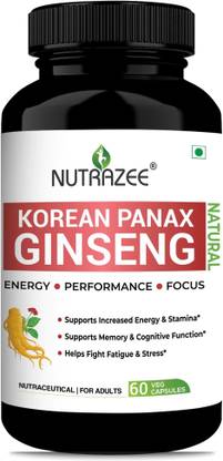 Nutrazee Korean Ginseng Red Panax Capsules for Energy, Performance, Focus & Stress