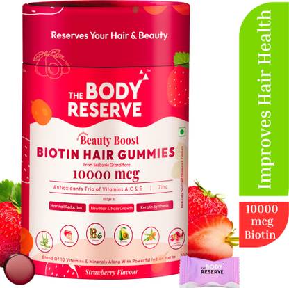 THE BODY RESERVE Beauty Boost Biotin Gummies For Stronger Hair & Nails | Reduces Hair Fall