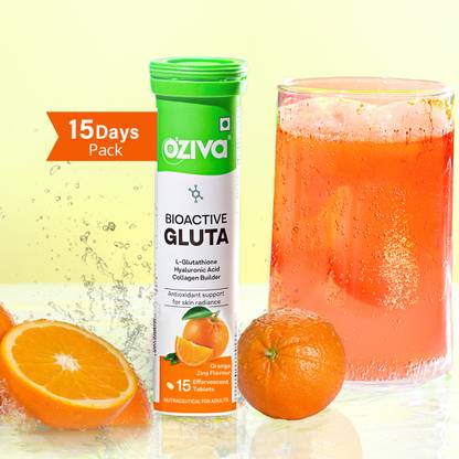 OZiva Bioactive Gluta Fizzy (Orange Zing) To Reduce Pigmentation, 5 Antioxidants