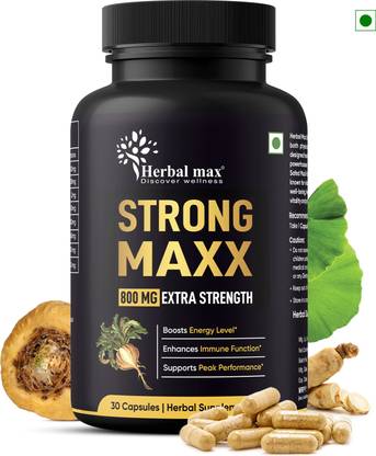 Herbal max Strong maxx Maca Root Extra Strength Promotes Reproductive Health, Boosts Energy