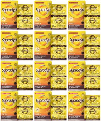 Supradyn Daily Multivitamin Tablet,12 Vitamins, 5 Elements ,225 Tablets x Pack of 12