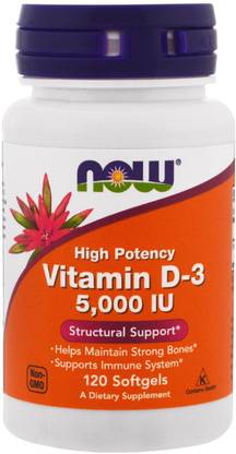 Now Foods Vitamin D-3 High Potency 5000 IU 120 Softgels