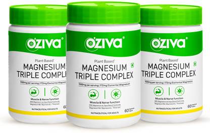 OZiva Magnesium Triple Complex |With Aquamin Mg, Magnesium Bisglycinate|Nerve Function