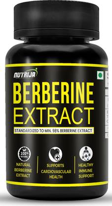 NutriJa Berberine Extract 500mg Capsules - Standardized to min 98% Natural Berberine