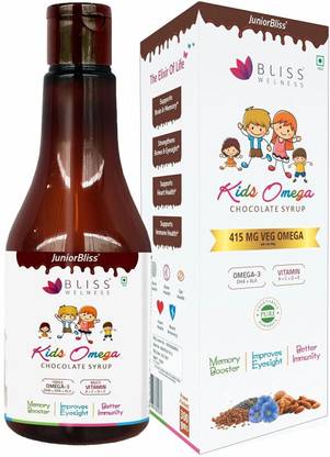Bliss Welness Kids Omega 369 + Multivitamins Focus Memory IQ Eyesight Immunity Chocolate Syrup
