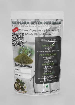 SIDHARA BETTA HERBALS Cleome Gynandra Whole Plant Powder | Ajagandh | Naramballi