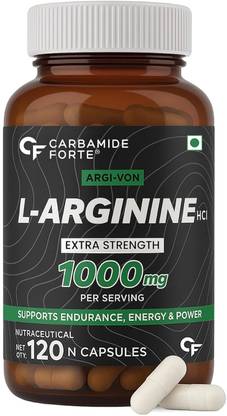 CARBAMIDE FORTE L-Arginine Capsules 1000mg Per Serving | pre workout supplement