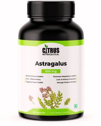 CITRUS NUTRACEUTICAL Astragalus Root Extract 500 mg For Immunity and Supports Lungs Heart and Liver
