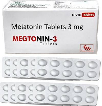 Megma Health Care Melatonin 3 mg Veg Tablets, Helps improve Sleep Quality, Anti-Oxidant Support as
