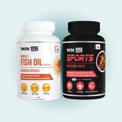 TATA 1mg Sports Multivitamin & Fish Oil Capsules