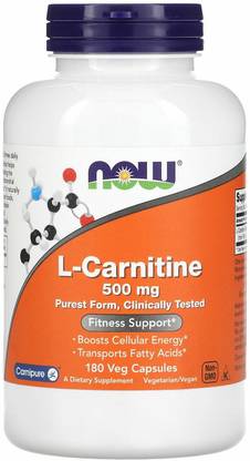 Now Foods L-Carnitine, 500 mg, 180 Veg Capsules