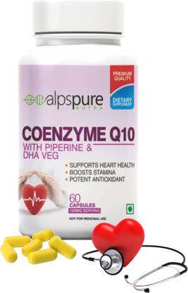 ALPSPURE Coenzyme Q10 ,COQ10 100mg High Absorption with Piperine & DHA ,60 Veg Capsules