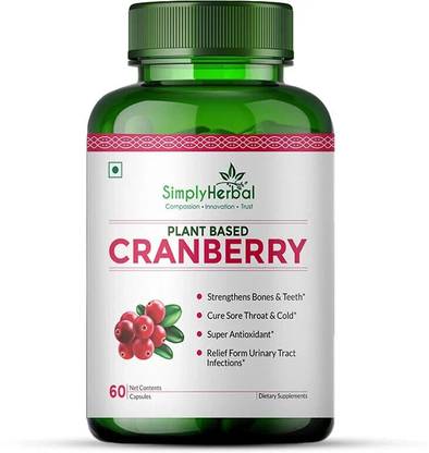 Simply Herbal D Mannose Cranberry Capsules Promotes Urinary Tract Health,For Women & Men
