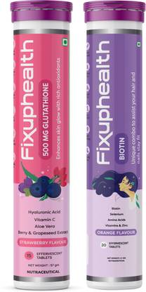 FIXUPHEALTH Glutathione Vit C Aloe Vera & Biotin Selenium Amino acids Vit and Zinc