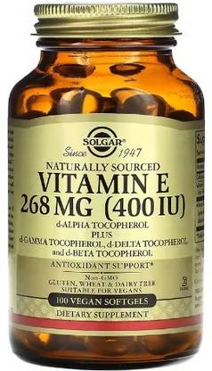 Solgar Naturally Sourced Vitamin E, 268 mg (400 IU), 100 Vegetarian Softgels
