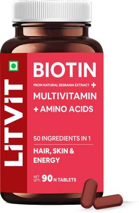 LITVIT Biotin from Natural Sesbania Extract|Multivitamin|Amino Acid|50 Ingredient in 1