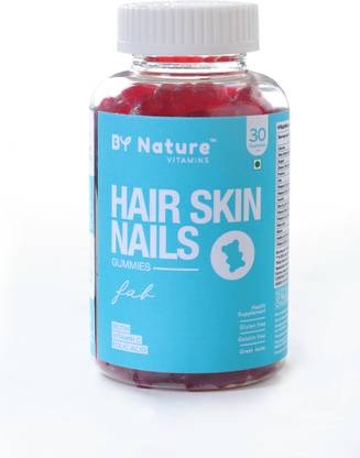 By Nature Hair & Skin Vitamin Gummies - with Biotin, Folic Acid for Hair, Skin & Nail growth