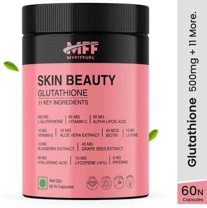 MyFitFuel Skin Beauty Glutathione +Lycopene, Biotin, VitaminE, Hyaluronic +12 more 60 Caps